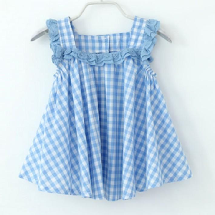 子ども服 ワンピース 女の子 チュニックワンピース フリル付 ギンガム