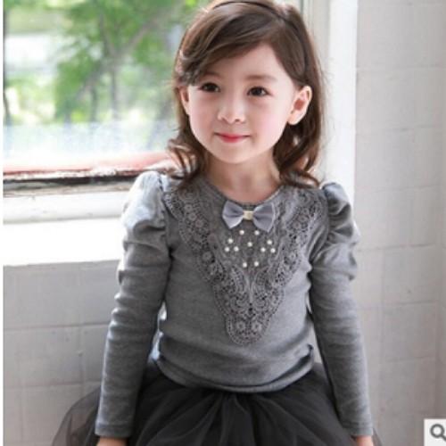 子ども服 ブラウス トップス 女の子 キッズ服 レース付き 長袖シャツ 