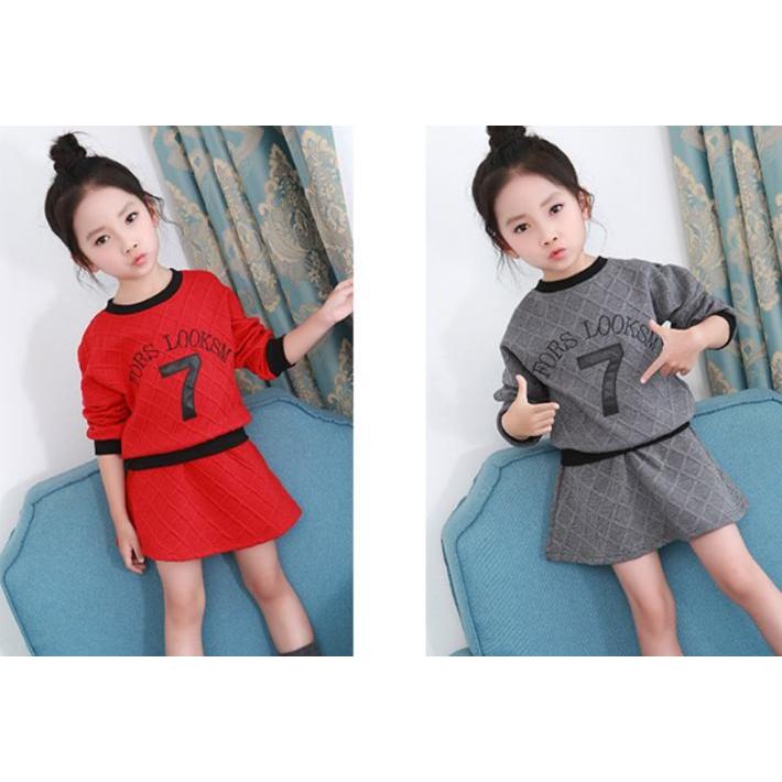 子ども服 スカートセット 女の子 キッズ セット服 長袖Tシャツ 赤
