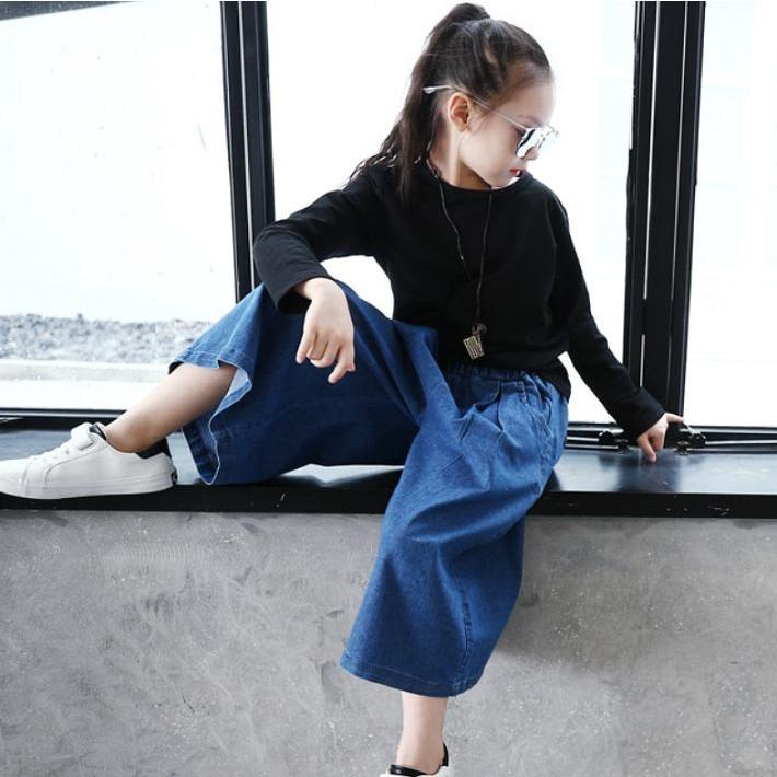 子供服 上下セット ワイドパンツ 長袖 女の子 キッズ服 デニムパンツ 9