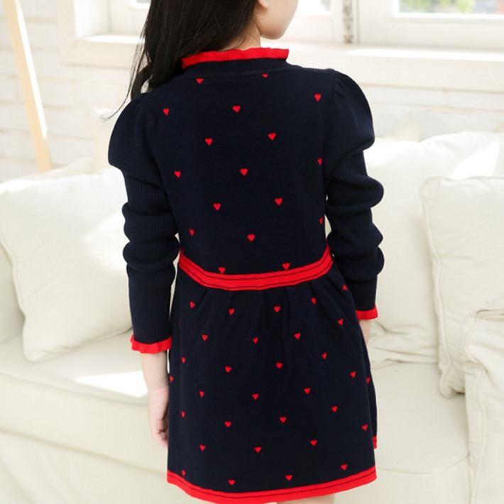 子ども服 ワンピース 女の子ハート柄ニットワンピース キッズ 赤色ワンピース 黒ワンピース フリル付き 冬 秋 春 110 1 130 140 150 160cm Sunflowerkids 通販 Yahoo ショッピング