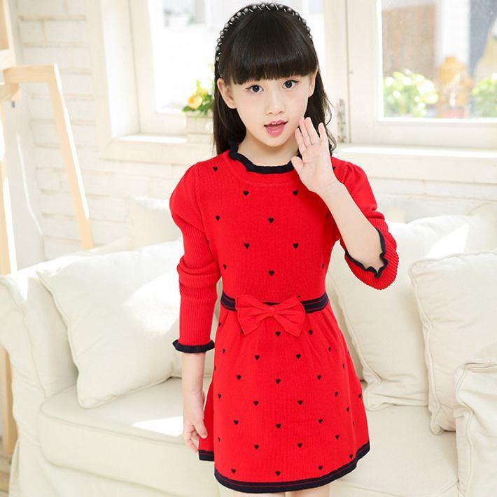 子ども服 ワンピース 女の子ハート柄ニットワンピース キッズ 赤色ワンピース 黒ワンピース フリル付き 冬 秋 春 110 1 130 140 150 160cm Sunflowerkids 通販 Yahoo ショッピング