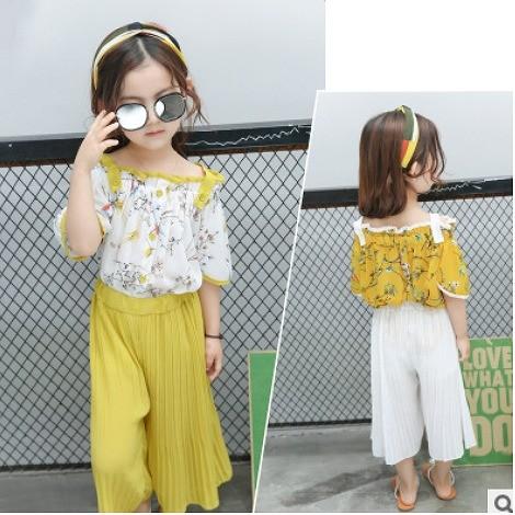 子供服 上下セット オフショルダー プリーツパンツ セット服 女の子