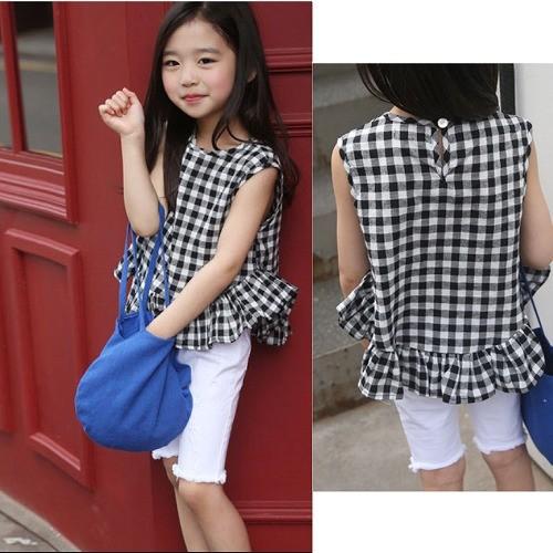 ベルメゾン　ノースリーブシャツ　ブラウス　160cm ギンガムチェック　千趣会 ギンガムチェックノースリーブブラウス