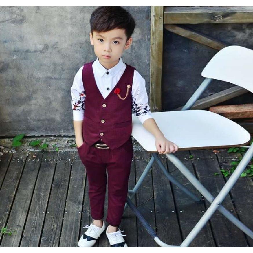 子供服 スーツ キッズ 男の子 ベストスーツ グレー ワインレッド 入園 