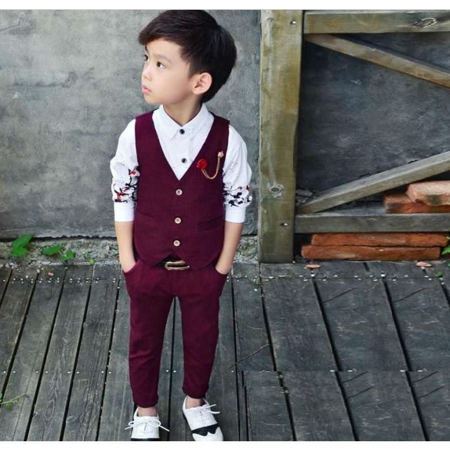 子供服 スーツ キッズ 男の子 ベストスーツ グレー ワインレッド 入園 