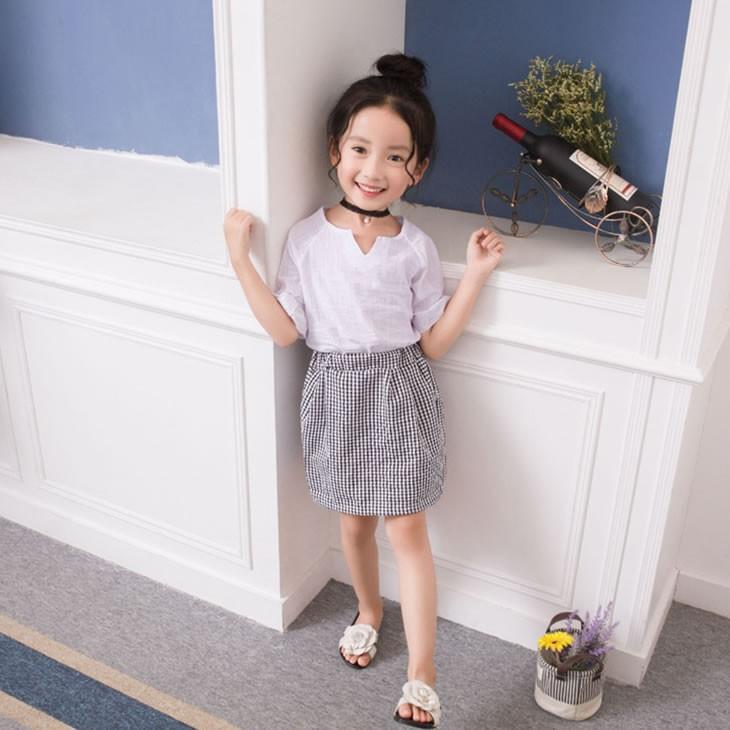 子供服 上下セット服 キッズ服 女の子 ギンガムチェックスカート 子供服 上下セット服 キッズ服 女の子 ギンガムチェックスカート