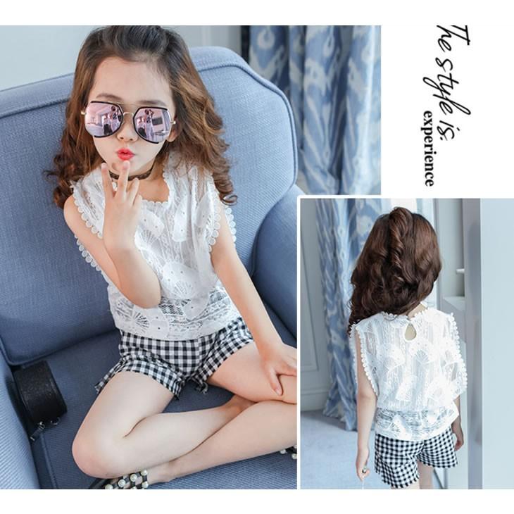 子供服 上下セット服 女の子 キッズ服 ギンガムチェックパンツ