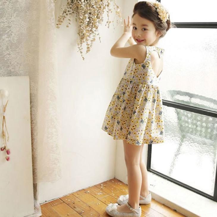子供服 ワンピース 女の子 花柄ワンピース 背中出し ハート形 キッズ服 おしゃれ 可愛い ノースリーブ 袖無し 100 110 1 130 140cm Sf Wp 002 Sunflowerkids 通販 Yahoo ショッピング