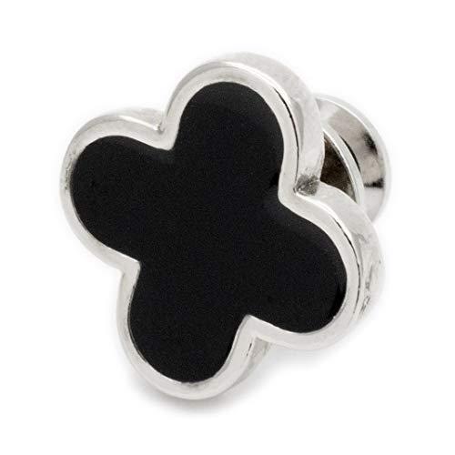 Amanogawa タックピン クローバー ブートニエール 花 ブローチ ピンブローチ ピンバッジ シルバー 黒 ブラック ラッピング無料