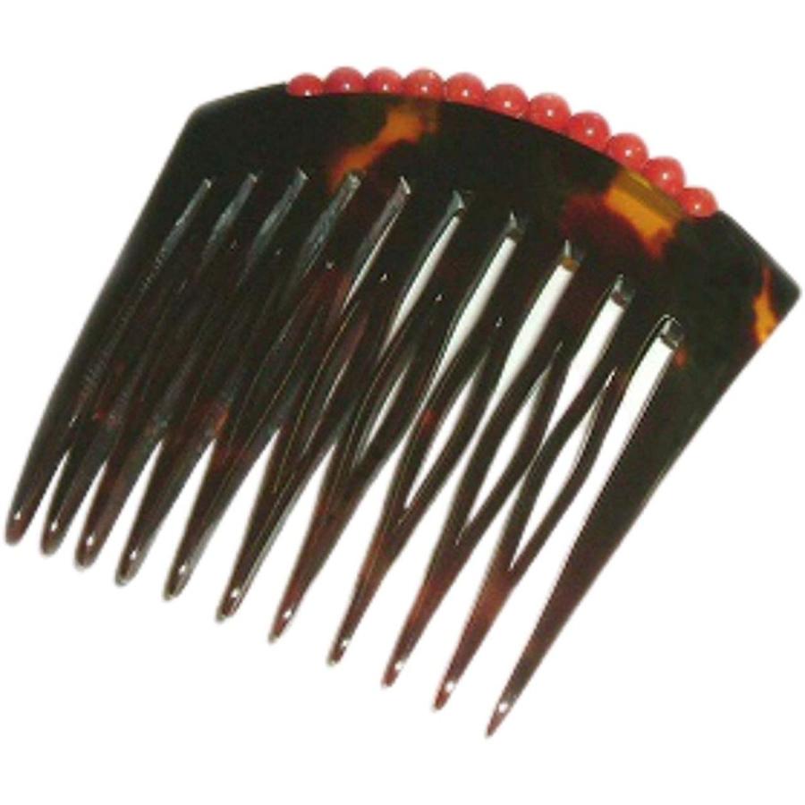 【通常品】 本べっ甲 櫛 赤珊瑚付き コーム ヘア アクセサリー 黒留袖など和装の正装 フォーマルな髪型に 夜会巻きなどヘアアレンジに くし 髪飾り 【KUE1229141785】(44554円)