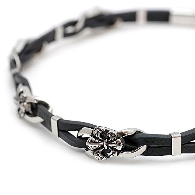 シルバーワン レザー フレア チョーカー 黒 革紐 ネックレス メンズ Ra ブラック スライド マグネットロック 本革幅10mm 長さ45 在庫あり 即出荷可
