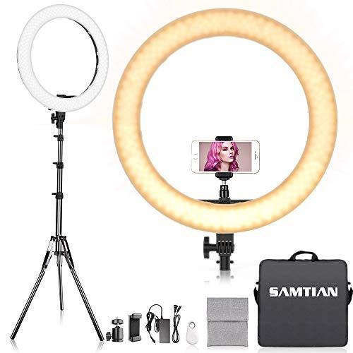 日本産 Samtian 48 18in リングライト 白 暖光2700k 5500k 撮影ライト 動画照明 自撮りライト 色温度と輝度調整可能なl 海外正規品 Vinylspotnyc Com