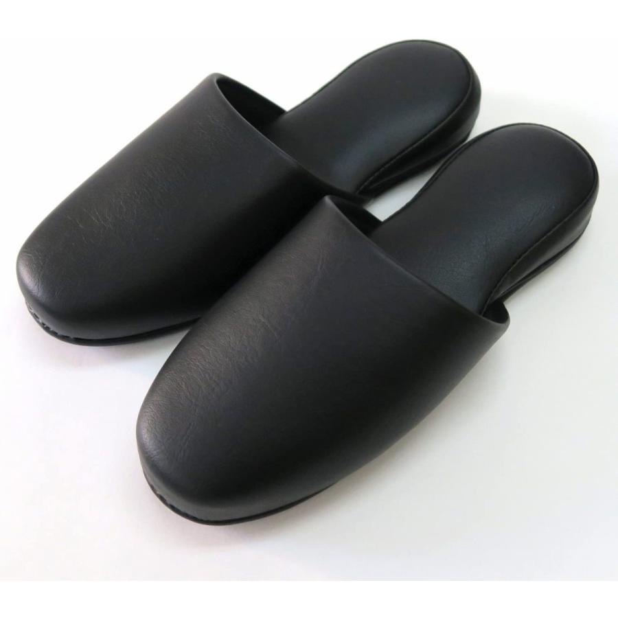 セール商品抗菌レザー調ビニールスリッパ ブラック フリーサイズ（26.5