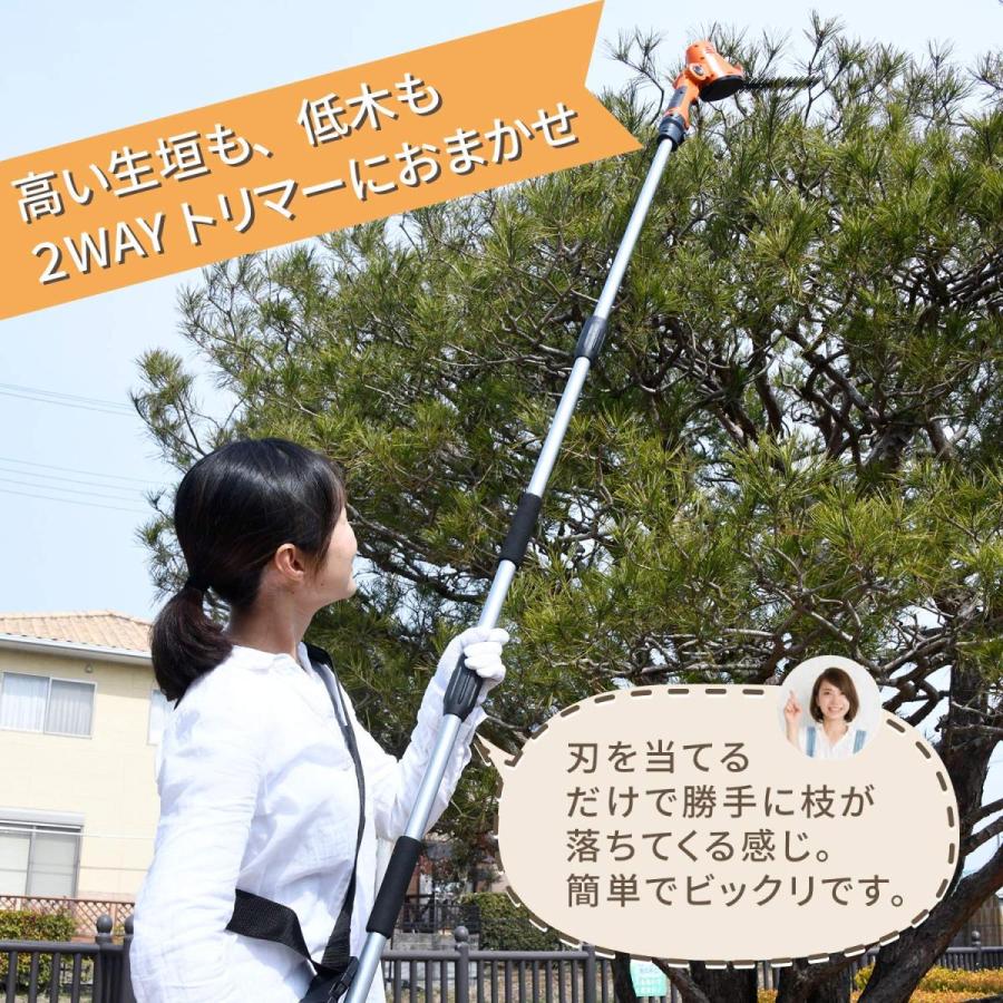 山善 高枝ガーデンポールトリマー 10.8V 充電式 (ポール高さ3段階調整) (着脱式ポール) (コードレス) LPH-1025OR 山善 高枝ガーデンポールトリマー 8V 充電式 ポール高さ3段階調整 着脱式ポール コードレス LPH 1025OR