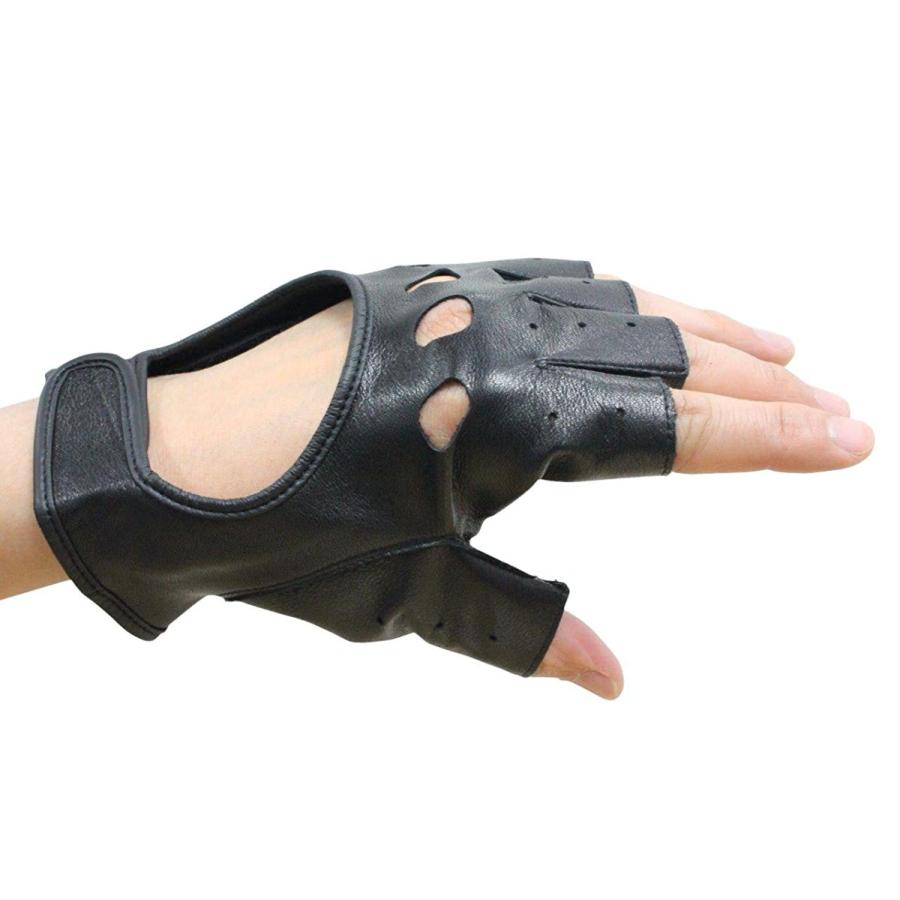 ムーンクロス 手袋 ドライバーグローブ バイカー フィンガーレス ミュージシャン メンズ レザーグローブ 両手付 半指 指切り 牛革 一部予約販売 メンズ