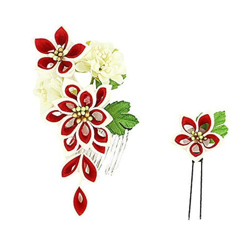 人気提案 袴 前撮り 振袖 花 成人式 髪飾り 2点セット No 9 2944 ドライフラワー ヘアアレンジ ヘアスタイル 髪型 オフホワ 白 赤 菊 その他和装小物 Iptc Net Br