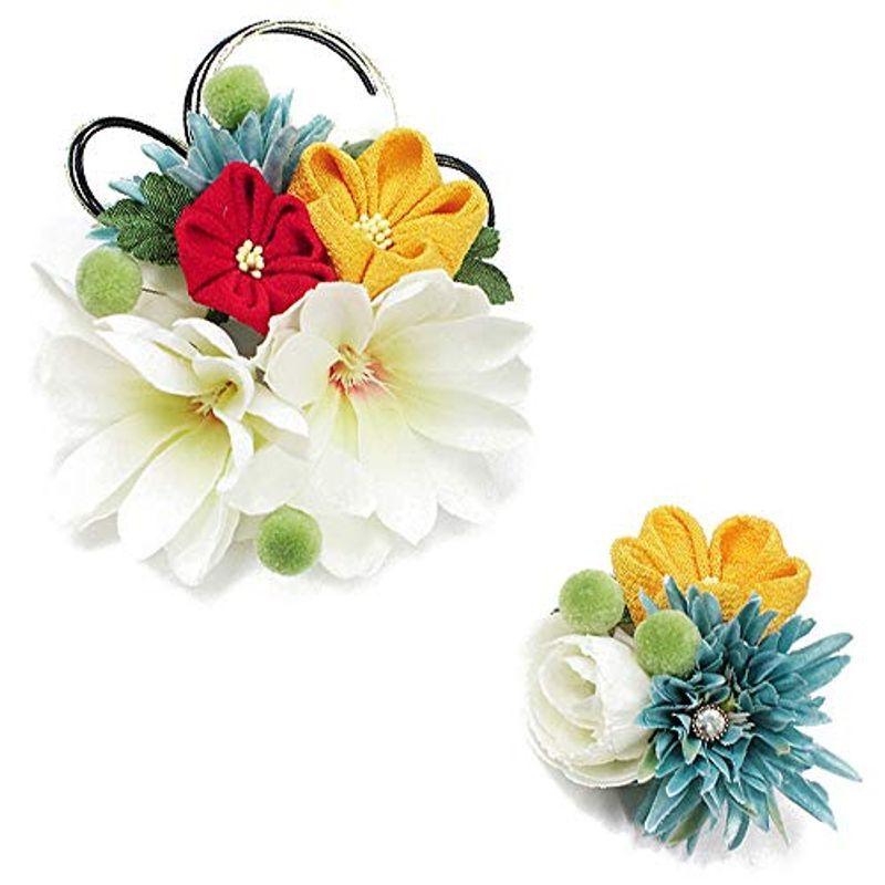 ブリヤンテス レッド 髪飾り 成人式 花 振袖 袴 2点セット 白 赤 黄色 水色 ちりめん 髪型 ヘアスタイル ヘアアレンジ ドライフラワー No 9 3712 Morinokodomo Pl