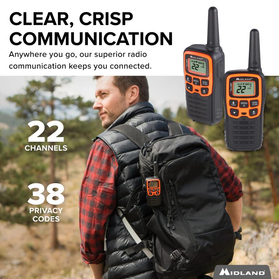 Midland-　T51VP3　X-TALKER　Walkie-Talkie　Two　Pr　NOAA　FRS　38　Range　Weather　Spotting　Caravanning　with　for　Long　and　Alert,　kids　Recovery　Way　Radio　Scan