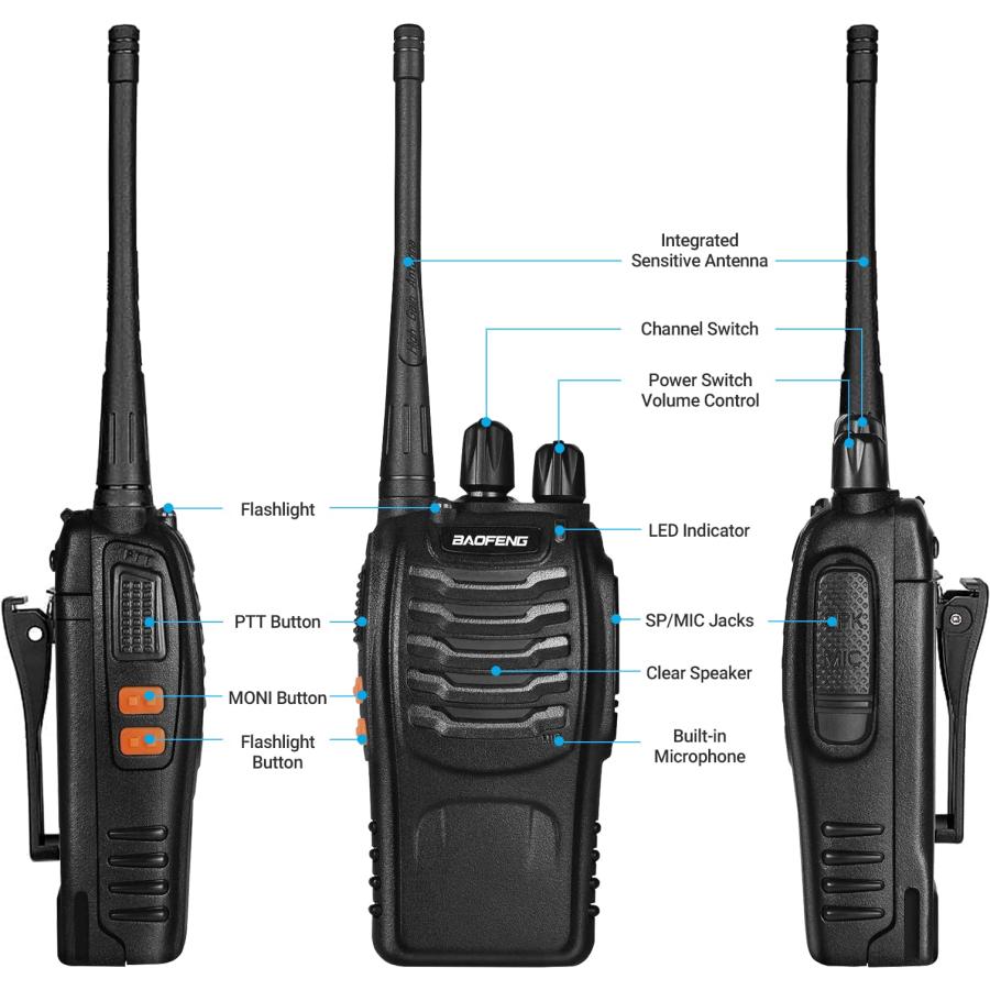 Baofeng　Walkie　Talkies　Range　Rechargeable　Long　Professional　bf-888s　Talky　Pack　Radios　Walky　Handheld　Interphone　Communicator　Adults　UHF　Two-Way　for
