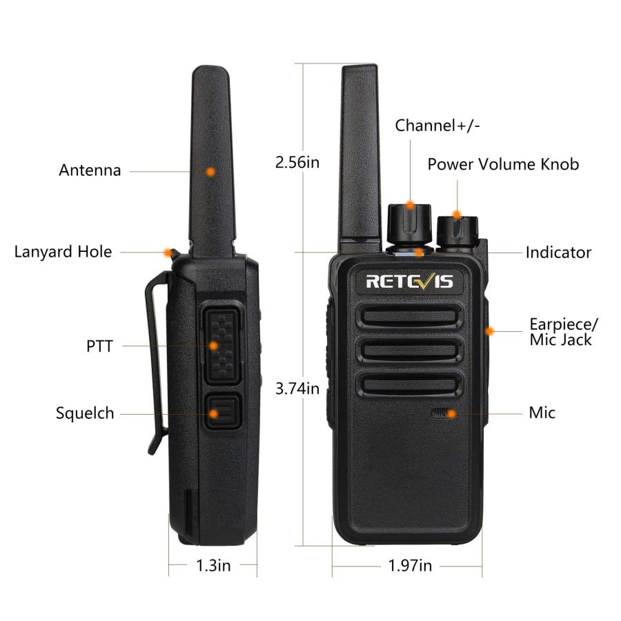 Retevis　RT68　Walkie　Talkies　Base,　Radios　Long　for　with　for　Walkie　Earpiece,2　with　Way　Charger　Range,Heavy　Duty　Talkies　USB　Adults,Rechargeable　Restaur