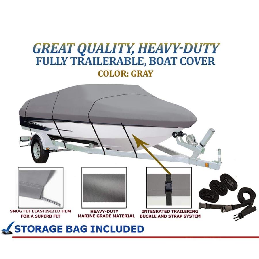 品質満点 SBU FOR Grey Heavy-Duty Boat Cover TOURNAMENT Marine Compatible for  Boat COVER ALUMACRAFT
