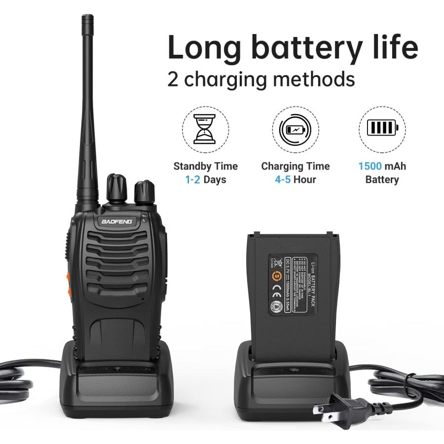 BaoFeng　Walkie　Talkies　BF-888S　Radio,Handsfree　Walkie　Range　Long　Way　Way　Bat　Talkie　Li-ion　Flashlight　Two　Rechargeable,Portable　for　Radio　Adultswith