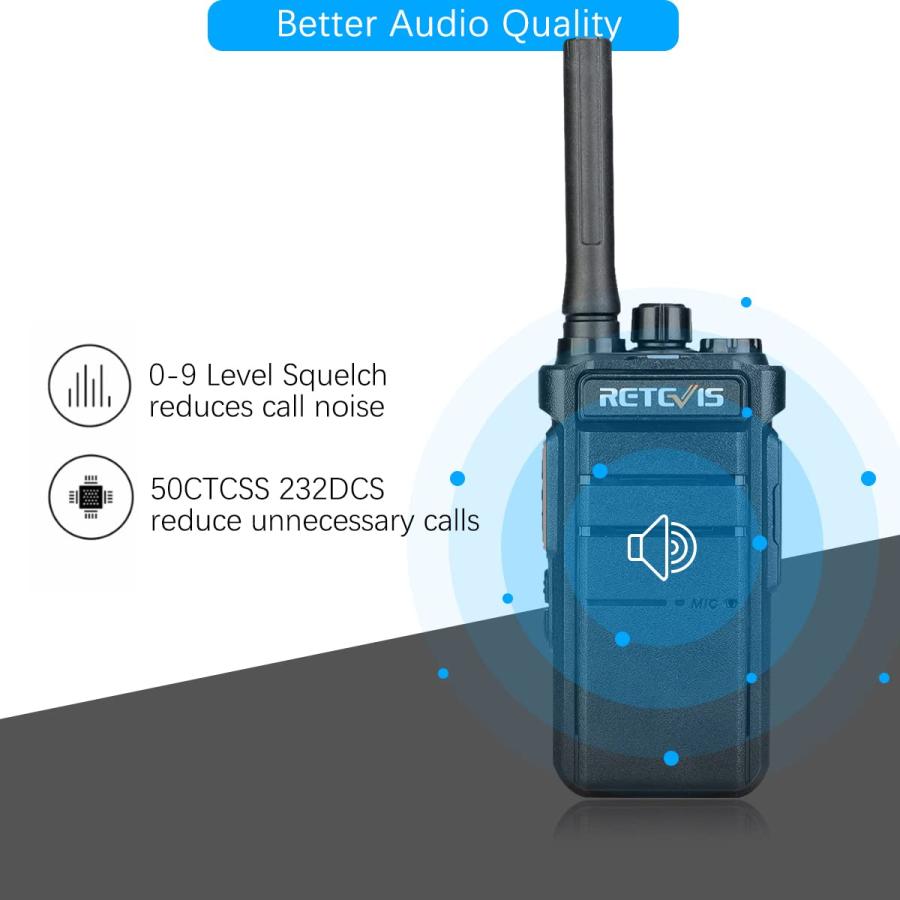 Retevis RB26 Way Radio Long Range, GMRS Walkie Talkies with Earpiece and Mic Set, Two Way Radios Long Range Rechargeable, for School Security Constr - 8