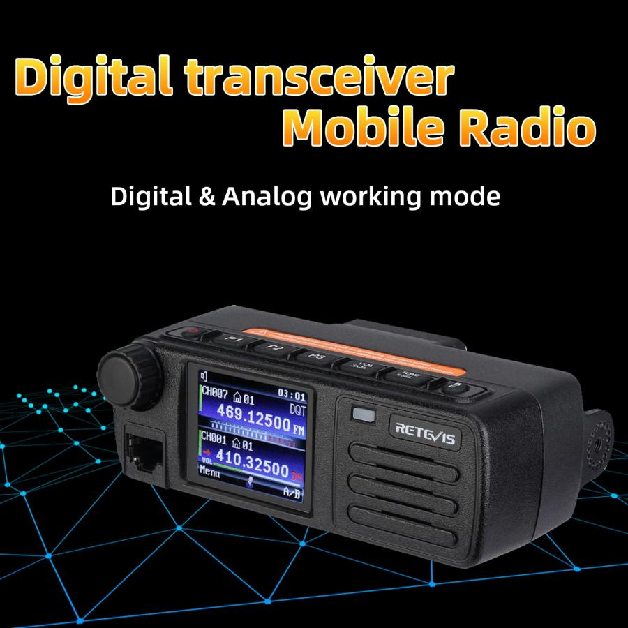 Retevis　RT73　DMR　Mobile　Two　Mobile　Radio　Contacts　2m　Time　Slot,　Band　GPS　APRS,　Way　Mobile　70cm　Mini　Dual　200000　Transceiver,　Digital　Radio,　with　Rad