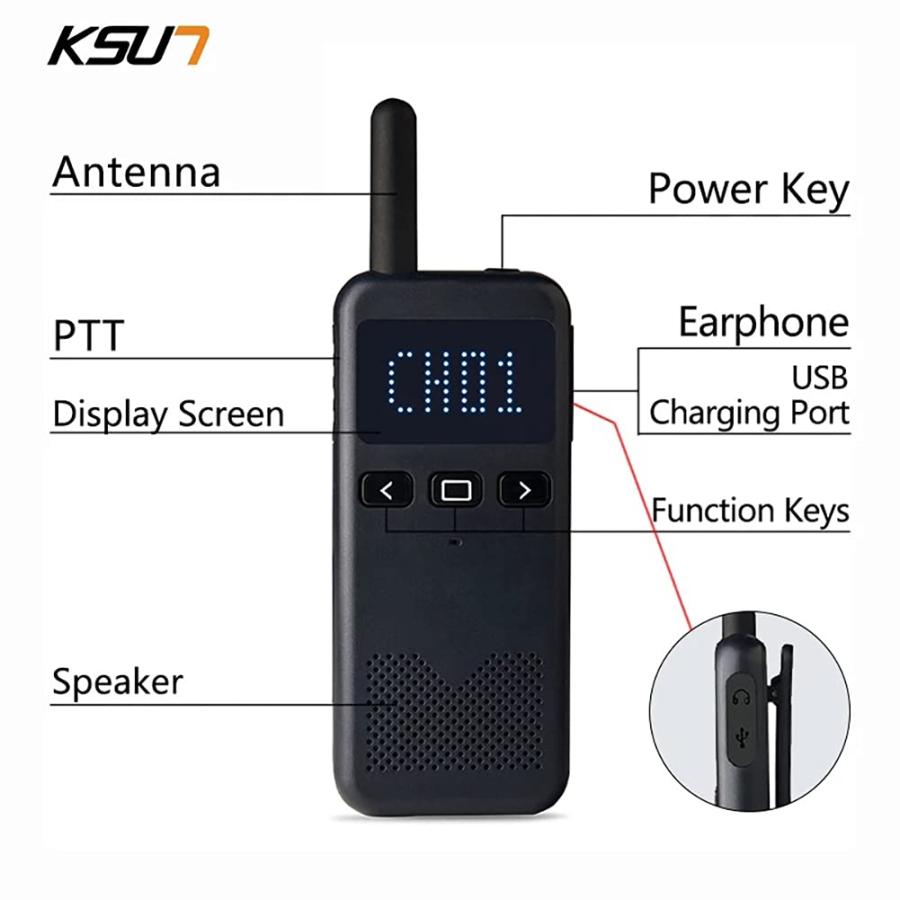 Long　Range　Walkie　for　Headset　Earpiece　Rechargeable　Waterproof　Two　8000mAh　and　Way　with　Talkies　Set　Adults,　Battery　Pack　Lithium　Radios　Ion　Mic　Outd