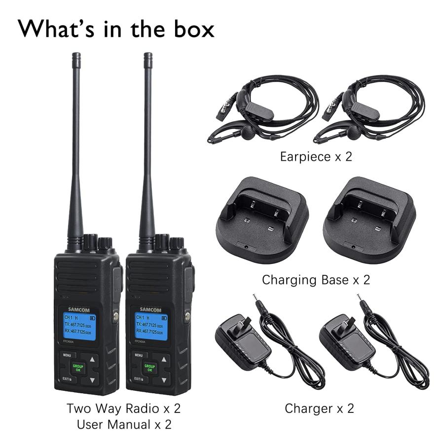 Long Range Radio Walkie Talkies for Adults, SAMCOM FPCN30A Two Way Radio Rechargeable, Watt High Power 2-Way Radio, Programmable UHF Radios with Ear - 2