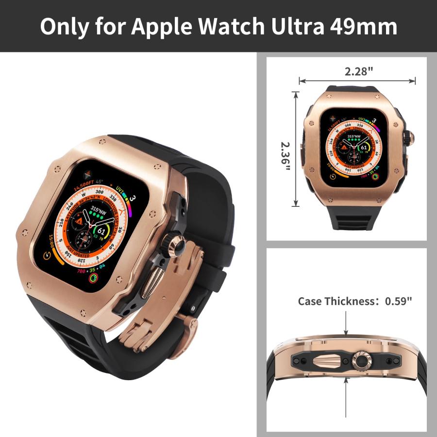 AHNHSKY 316L ステンレススチールケース バンド付き Apple Watch Ultra 49mmチタン用 豪華で頑丈なミリタリー