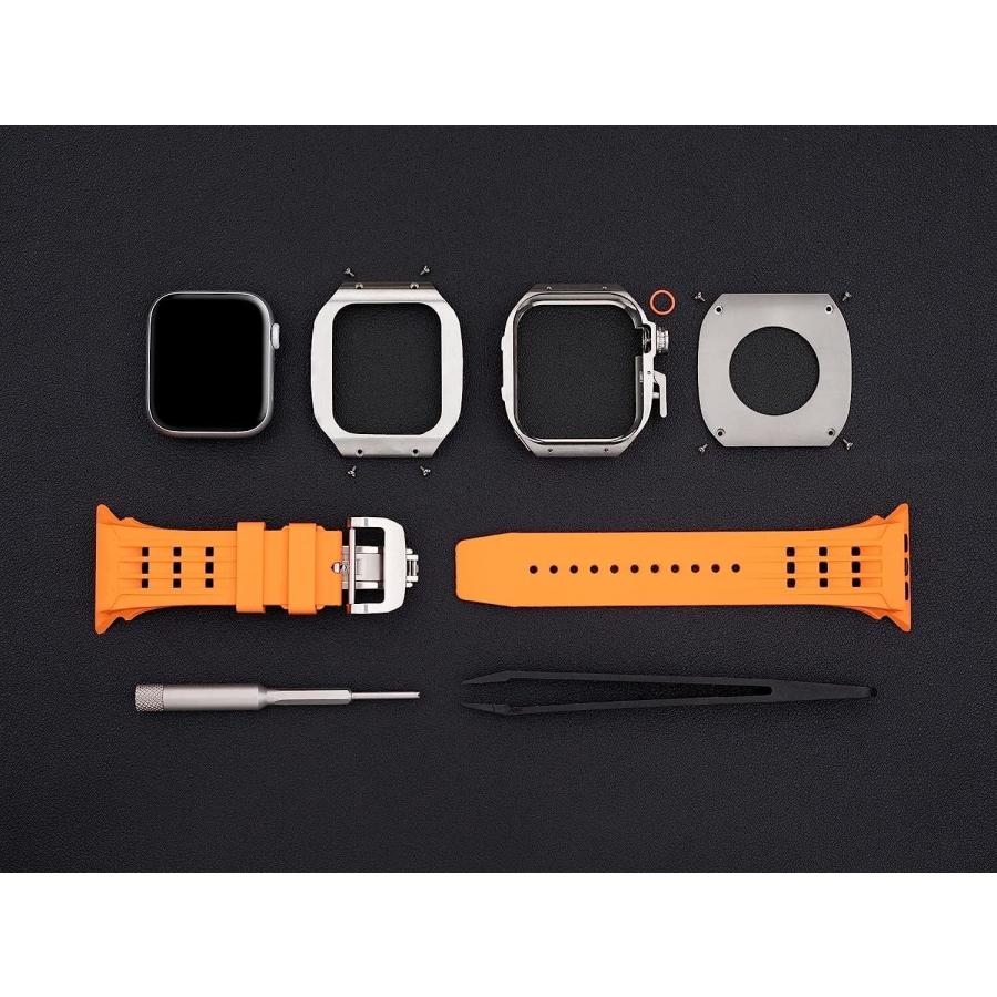 MAALYA Titanium Alloy Frame Rubber Watch Band With Holes，for