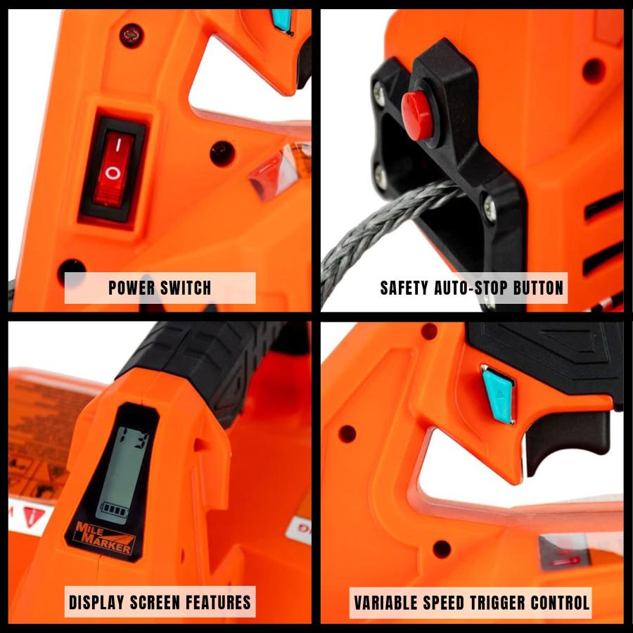 Mile Marker Rhino Pull 100024V ポータブル電動ウインチ バッテリー駆動ウィンチ 1/2トン (1000ポンド