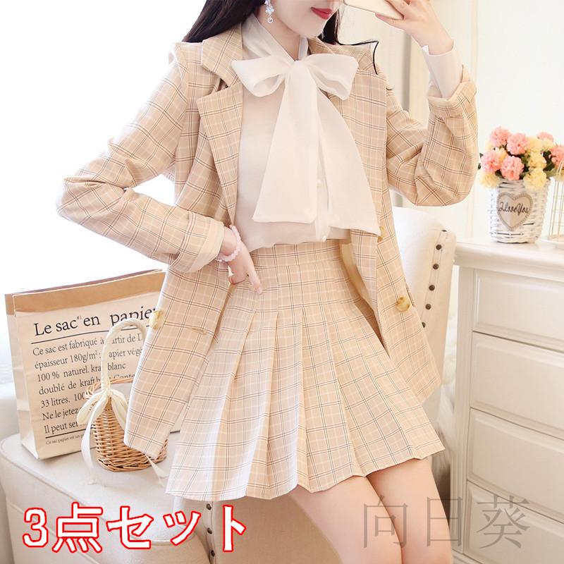 レディースフォーマル チェック柄 スーツセット 3点セット スカートセット 可愛い 大学生 女子高生 入学式 卒業式 通勤 Jk Ol 細身 スリム 10代代 若手 Ppd 向日葵ショップ 通販 Yahoo ショッピング