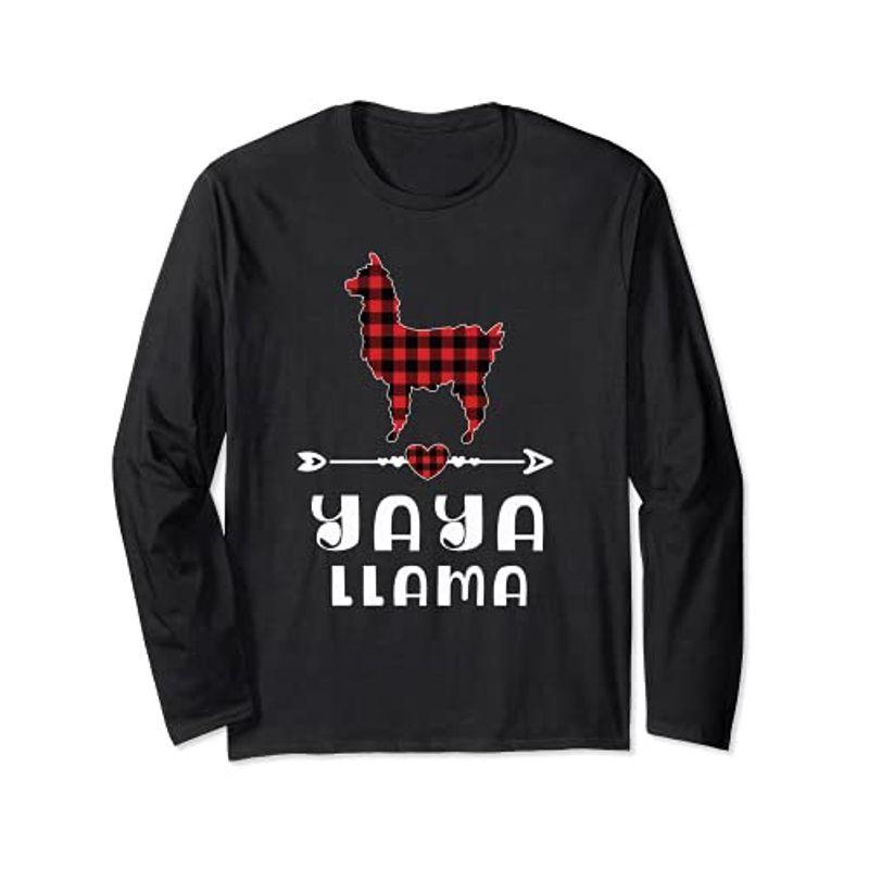 Yaya Llama Christmas Red Plaid Buffalo Family Matching Pjs 長袖Tシャツ