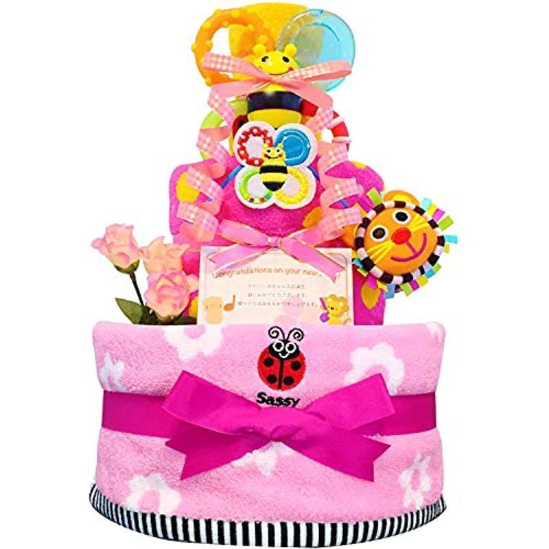 最高の 出産祝い sassy サッシー 女の子 おむつケーキ KanonBabys 2段 6107 Sサイズ おむつケーキ