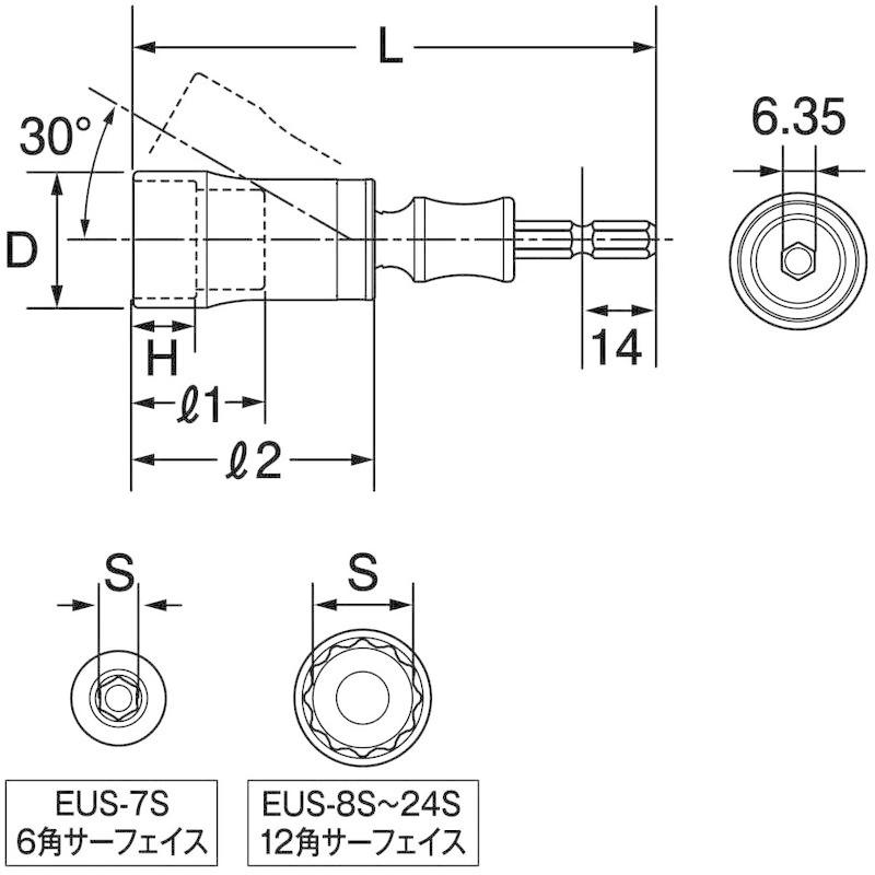 トップ (TOP) ユニバーサルソケット 10本組セット 7~24mm 首振り30