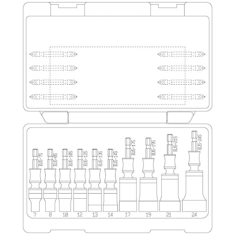 トップ (TOP) ユニバーサルソケット 8本組セット 10~24mm 首振り30