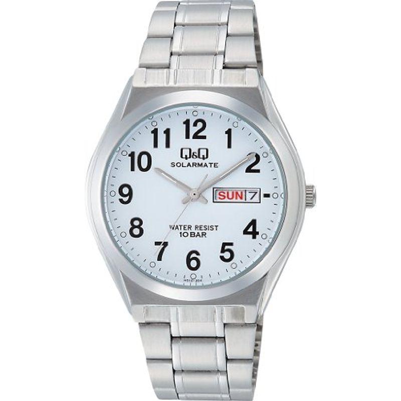 新年の贈り物 シチズン Q&Q 腕時計 アナログ ソーラー 防水 日付 曜日 メタルバンド H010-204 メンズ ホワイト 腕時計