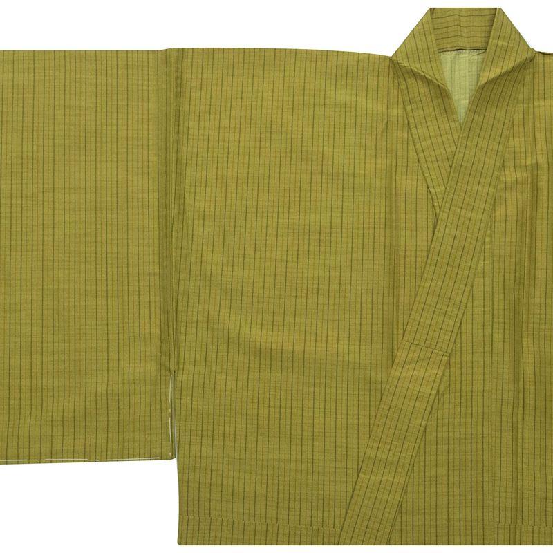 キョウエツ 着物 洗える 単衣着物 縞柄 和服 メンズ (S， 緑