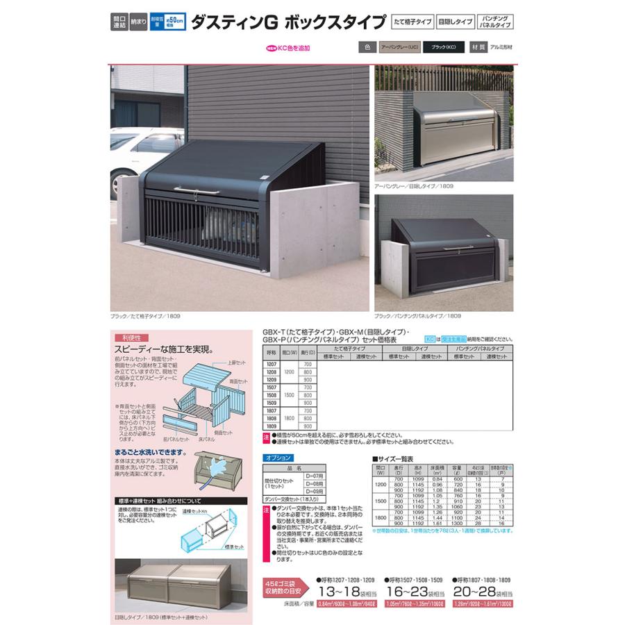 ゴミ箱 ダストボックス 三協アルミ ゴミ収納庫 ダスティンG ボックススリムタイプ たて格子タイプ 標準セット サイズ：W1500×D500 呼称：1505 GBXS-T 送料無料｜sungarden-exterior｜04