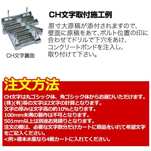 表札　切り文字表札　CH文字　ステンレス鏡面　文字高：251〜300mm　看板　立体文字　ステンレス表札　丸三タカギ　送料別　銘板