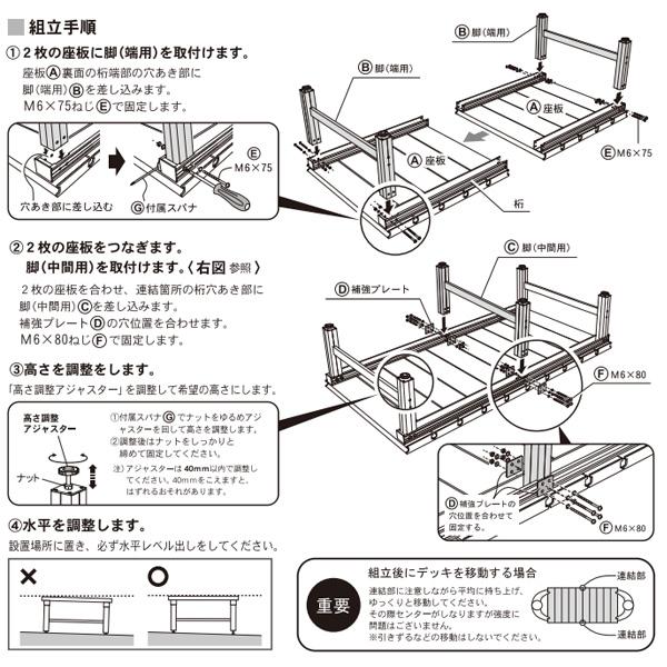 縁側 縁台 濡れ縁 濡縁 人工木アルミ縁台 人工木アルミDXデッキT型 1890 ブラウン W1800×D900mm 人工木 ベンチ 送料無料｜sungarden-exterior｜02