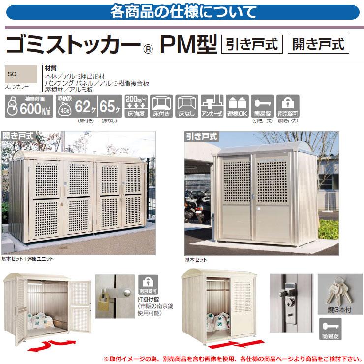 四国化成　ゴミ箱　ダストボックス　ゴミストッカー　床なしタイプ　PM型　ゴミ収集庫　開き戸式　基本セット　公共　物置