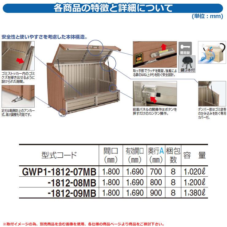 四国化成 ゴミ箱 ダストボックス ゴミストッカー WP1型 上開き＋前倒し式 奥行900 ゴミ収集庫 物置 公共 ゴミ置き場｜sungarden-exterior｜03