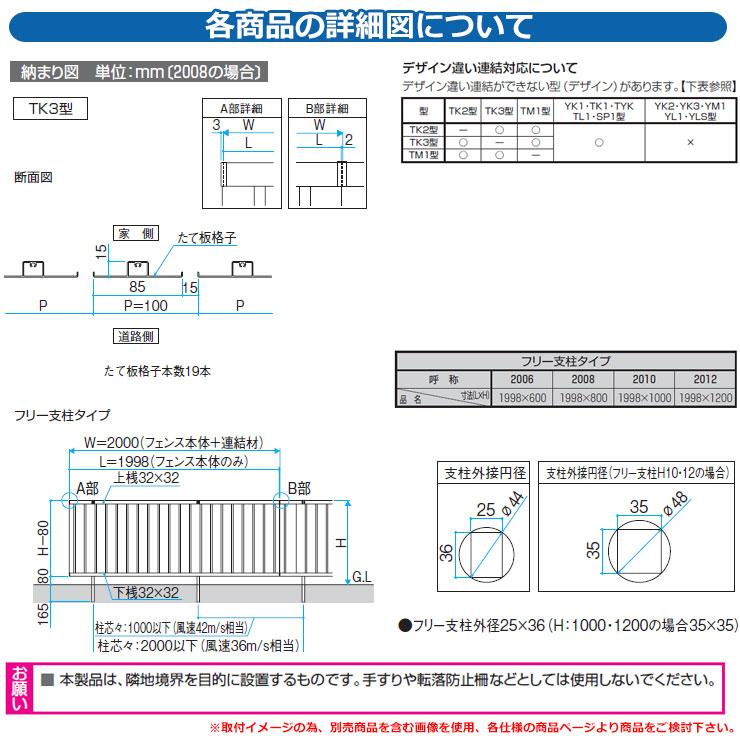 フェンス 目隠し 屋外 形材フェンス レジリア フリー支柱タイプ TK3型(たて板格子) 専用オプション 下桟すき間カバー用 小口キャップ(1組)のみ 三協アルミ｜sungarden-exterior｜04