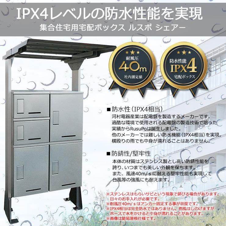 河村電器産業 集合用宅配ボックス ルスポ シェアー KD2-31YS 簡易屋根