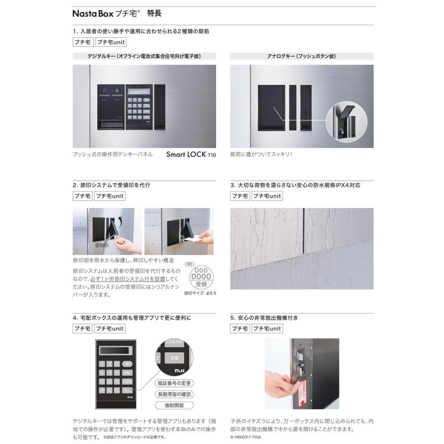 ナスタ 集合住宅用 宅配ボックス+郵便ポスト プチ宅unit ナスタ 集合住宅用 宅配ボックス+郵便ポスト プチ宅unit