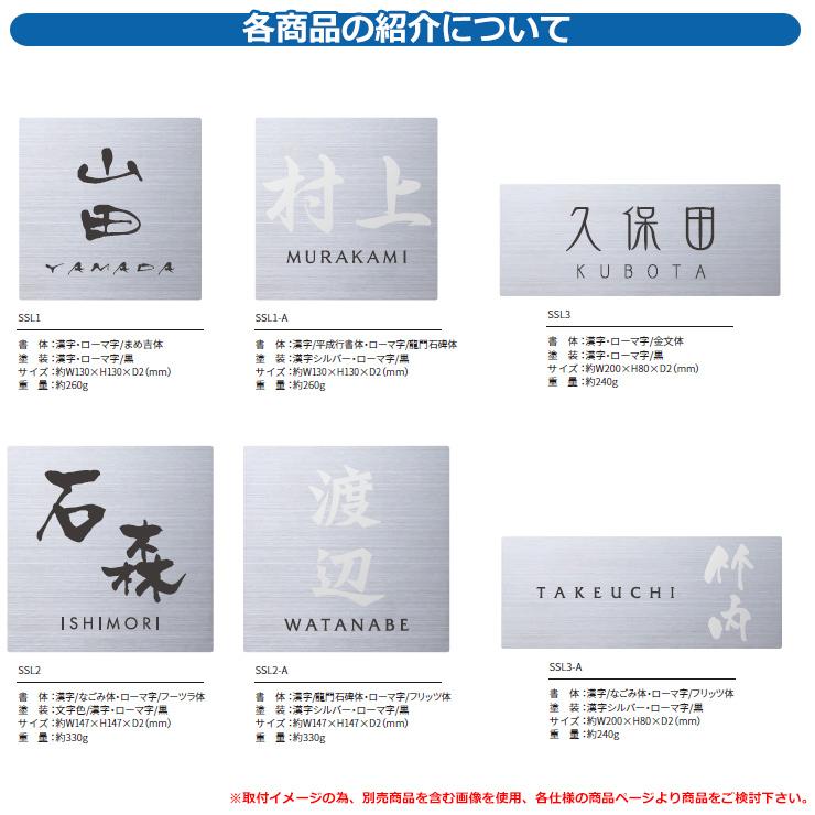 表札 おしゃれ ステンレス スチール 1：正方形 塗装：漢字：シルバー